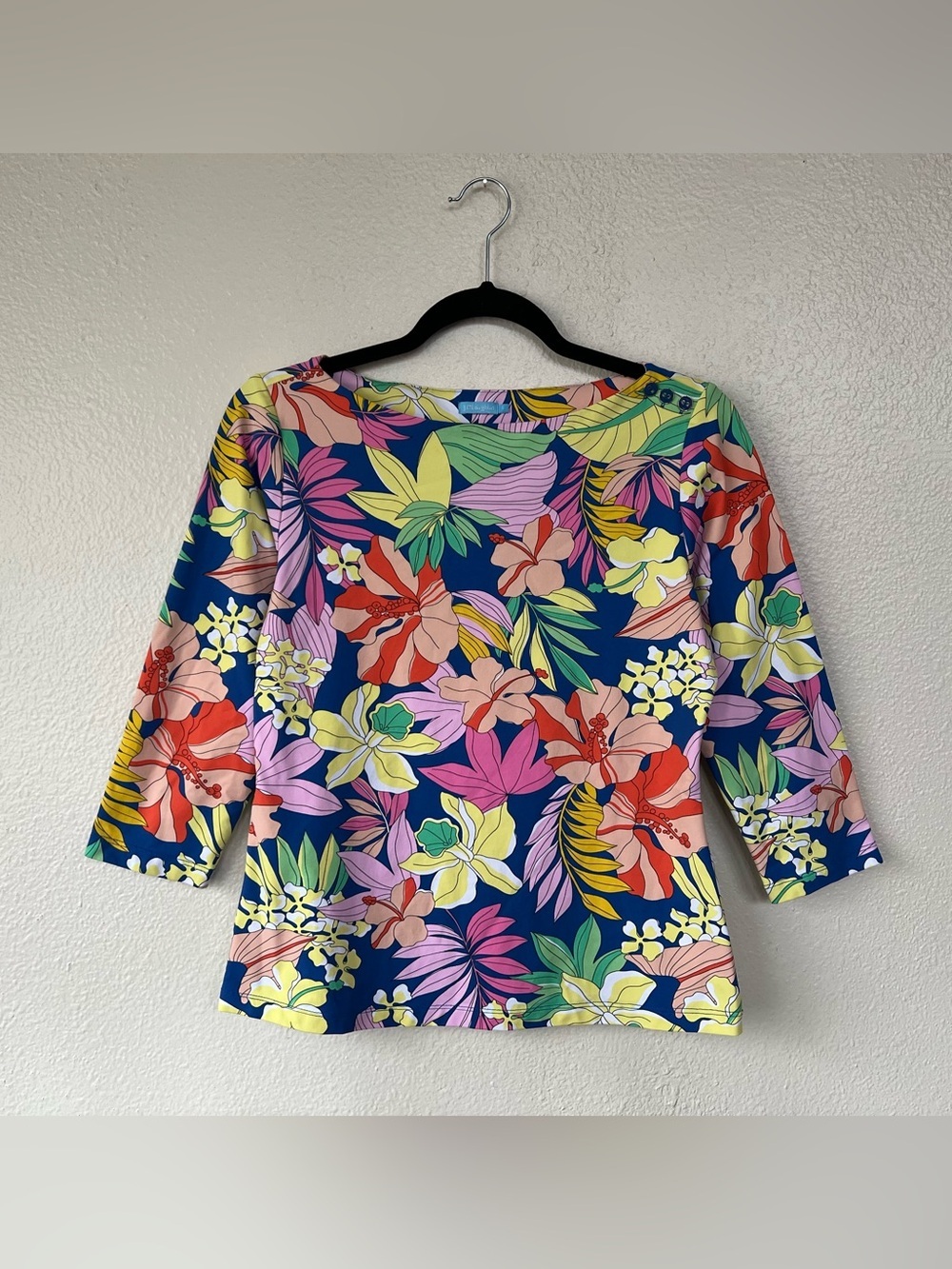 J. McLaughlin Wavesong Boatneck Floral Top size Small